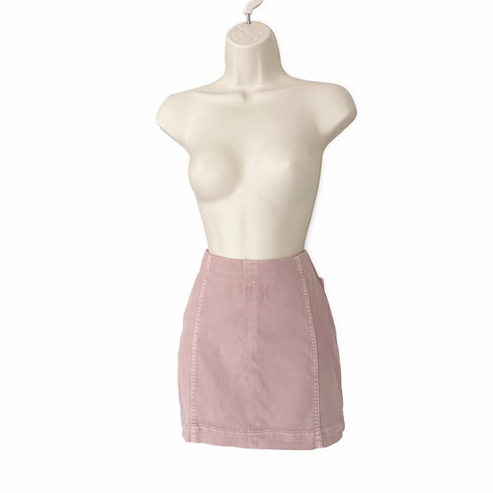 Wild Fable Rose Ash Pink Denim Mini Skirt Size 2 Zip Back Stretch NWT